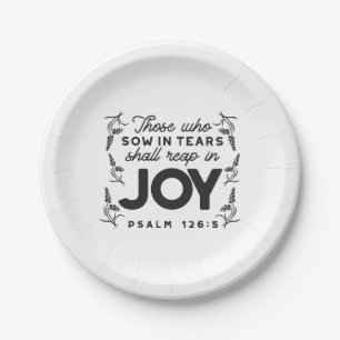 Psalm 126:5 Scripture Typography – Reap in Joy Paper Plates
