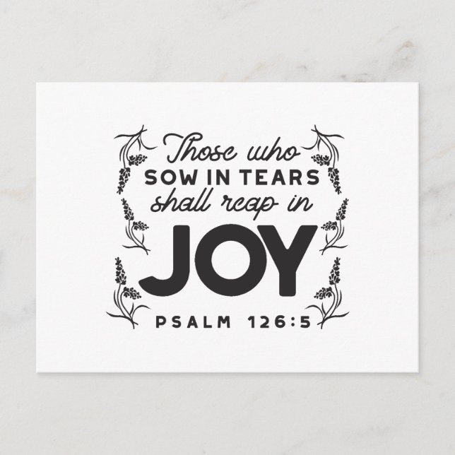 Psalm 126:5 Scripture Typography – Reap in Joy Postcard (Front)