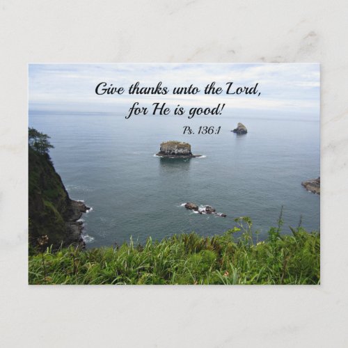 Psalm 1361 Give thanks unto the Lord Postcard