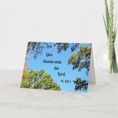 Psalm 1361 Give thanks unto the Lord Thank You Card