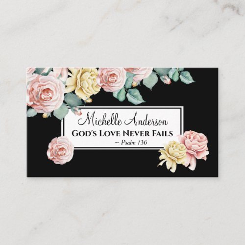 Psalm 136 Gods Love Never Fails Beautiful Floral Business Card