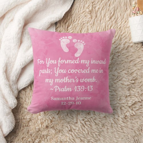 Psalm 13913 Christian Baby Personalized Nursery T Throw Pillow