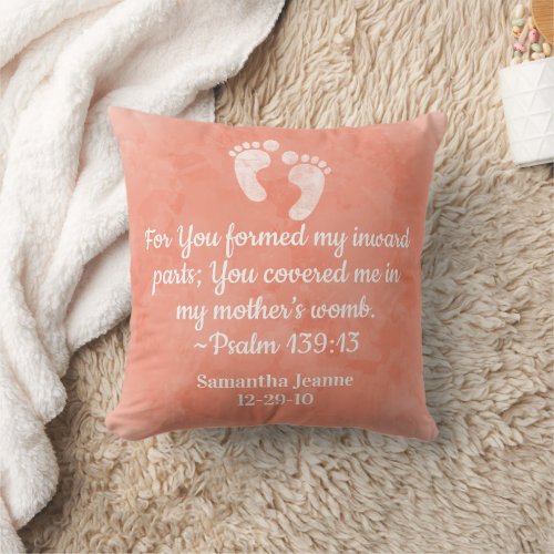 Psalm 13913 Christian Baby Personalized Nursery Throw Pillow