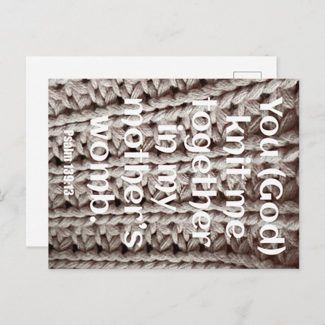 Psalm 139:13 You knit me together scripture card (Front/Back)