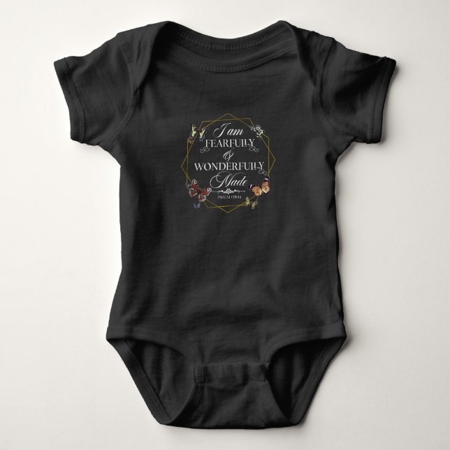 Psalm 139 14 Christian Bible Verse Quote Baby Bodysuit (Front)