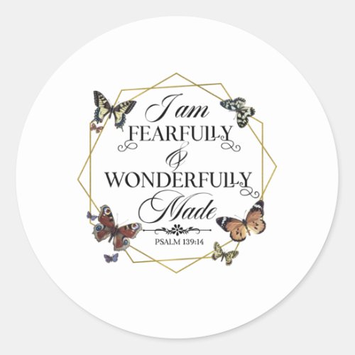 Psalm 139 14 Christian Bible Verse Quote Classic Round Sticker