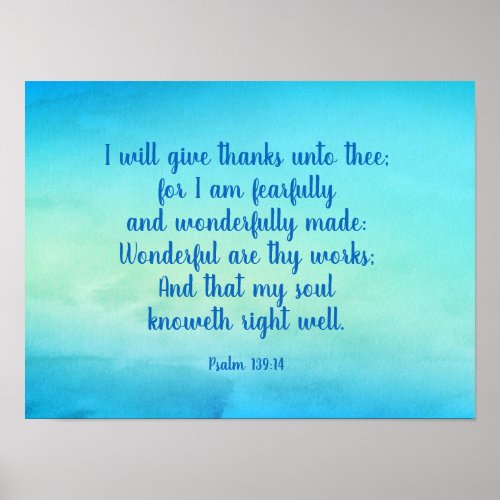 Psalm 13914 Encouraging Bible Verse Poster
