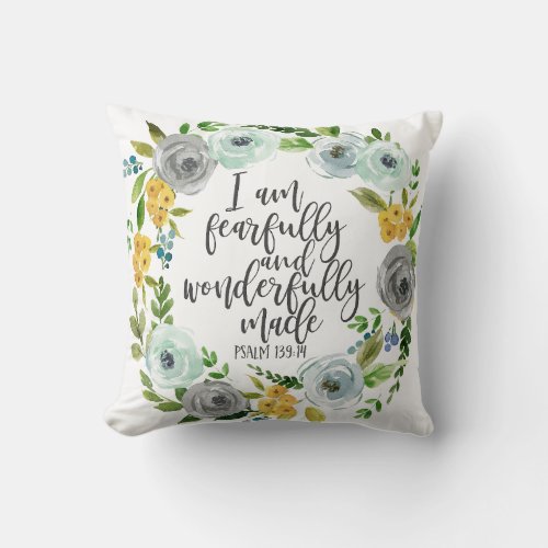 Psalm 13914 Fearfully and Wonderfully magnet card Throw Pillow