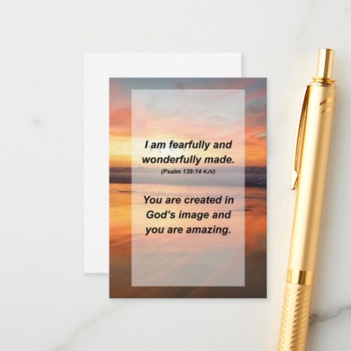 Psalm 13914 I am fearfully and wonderfully made Enclosure Card