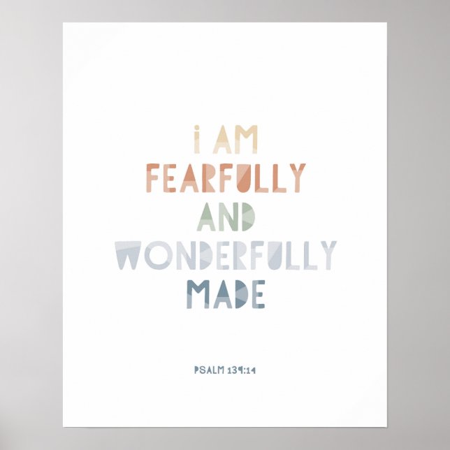 Psalm 139:14 I Am Fearfully and Wonderfully Made Poster (Front)
