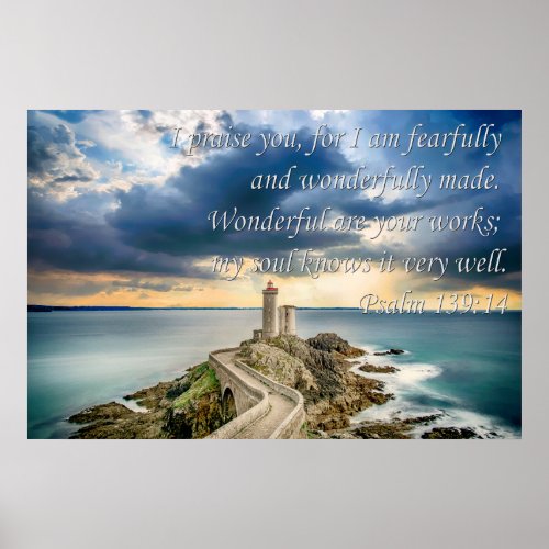 Psalm 13914 I Praise You For I Am Fearfully and Poster