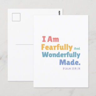 Psalm 139:14 Kids Bible Verse Christian Nursery Postcard