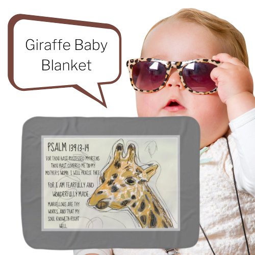 Psalm 139 Giraffe Graffiti  Baby Blanket