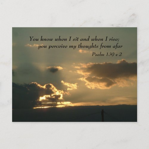Psalm 139 v 2  Inspirational Words Postcard