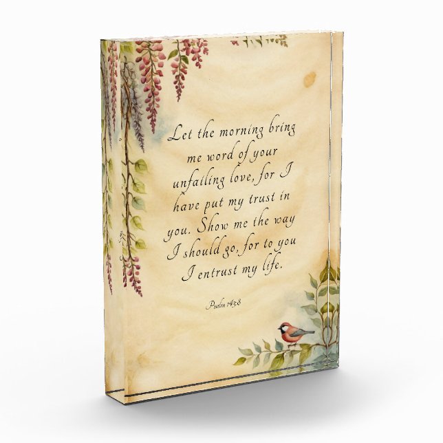 Psalm 143:8 Christian Bible Verse Art Photo Block (Left)
