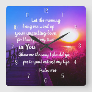 Psalm 143:8 Word of Your unfailing Love, Scripture Square Wall Clock