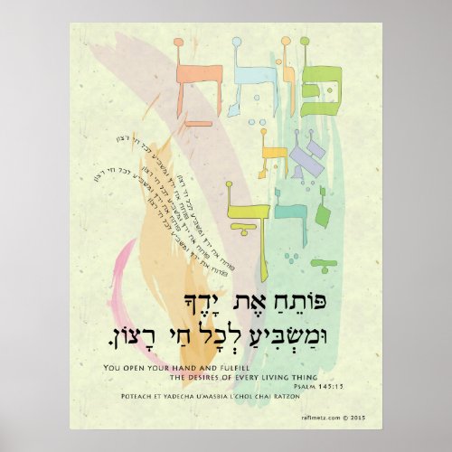 Psalm 14515 You Open Your Hand Transliteration Poster