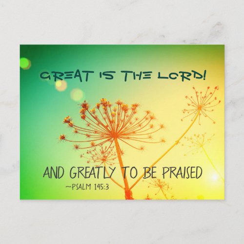 Psalm 1453 Great is the Lord Bible Verse Postcard