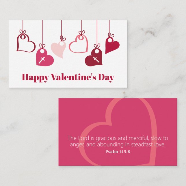 Psalm 145:8 Valentine Heart Cross Enclosure Card (Front/Back)