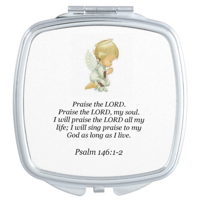 Psalm 146:1-2 Square Compact Mirror (Front)