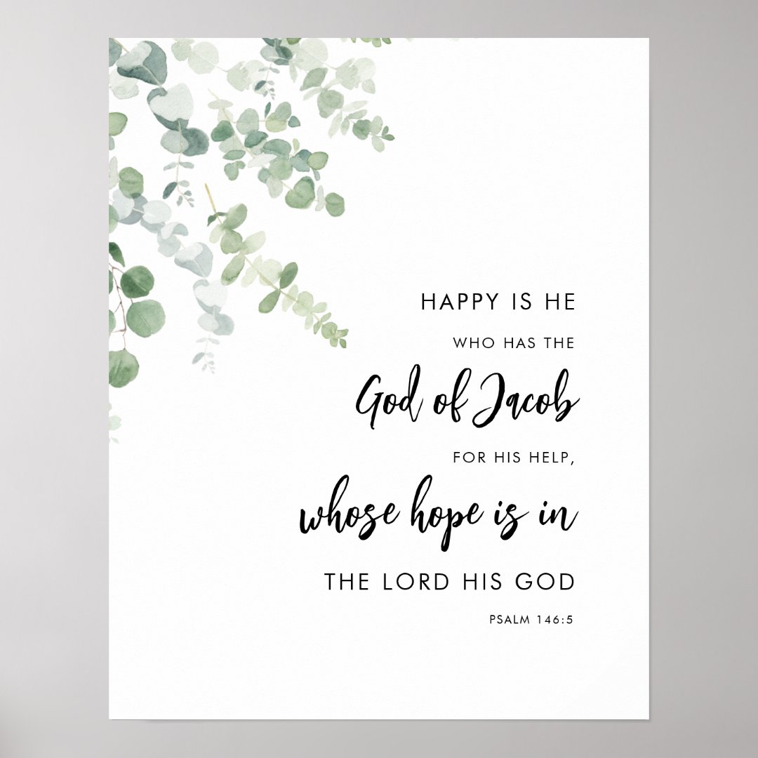 Psalm 146:5 Greenery Bible Verse Modern Poster | Zazzle