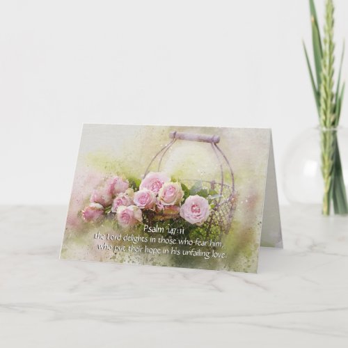 Psalm 14711 Inspiring Bible Verse Pink Roses Card