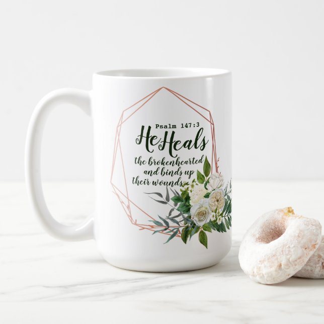 Psalm 147:3 Coffee Mug (With Donut)