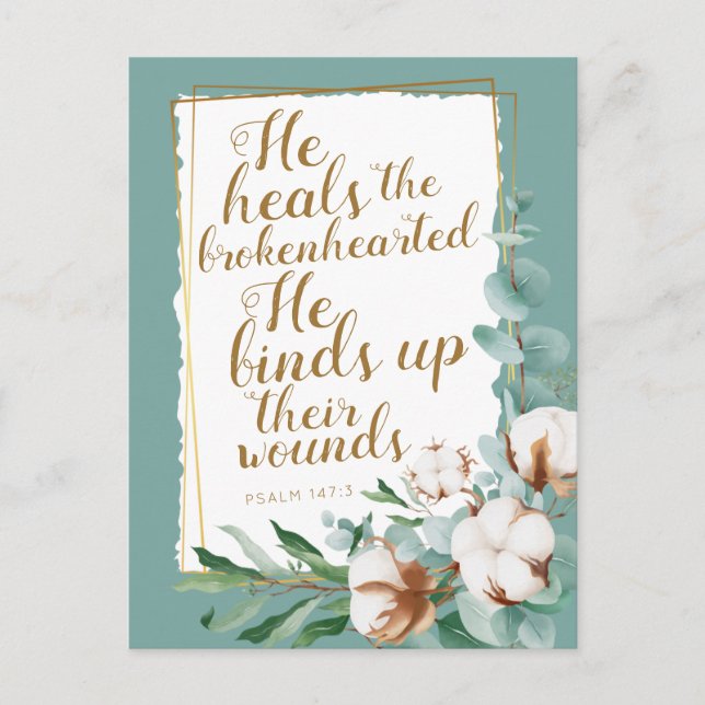 Psalm 147:3 Encouragement JW  Postcard (Front)