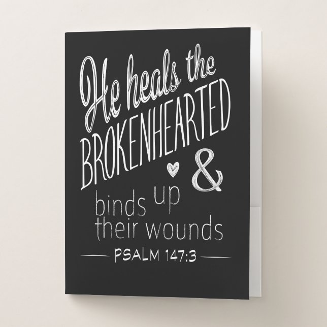 Psalm 147:3 He Heals the Brokenhearted Pocket Folder (Front)