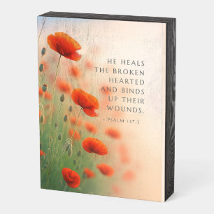 Psalm 147:3 He Heals the Brokenhearted Scripture Wooden Box Sign