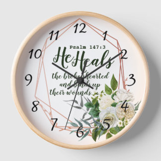 Psalm 147:3 Large Clock 