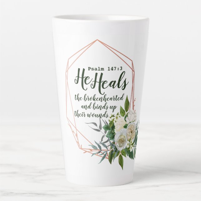 Psalm 147:3 Latte Mug (Front)