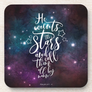 Psalm 147:4 He Counts the Stars Bible Beverage Coaster