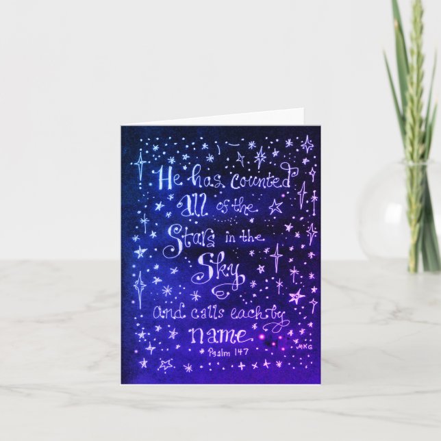 Psalm 147 Comforting Starry Sky Note Card (Front)