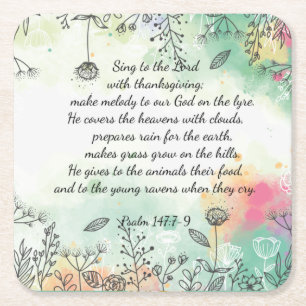 Psalm 147 square paper coaster