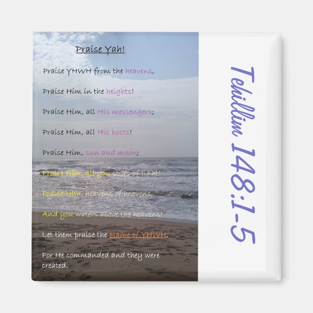 Psalm 148:1-5 Scripture Quote Fridge Magnet (Front)