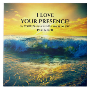 Psalm 16:11, Bible Verse, Beautiful Ocean Sunset Tile