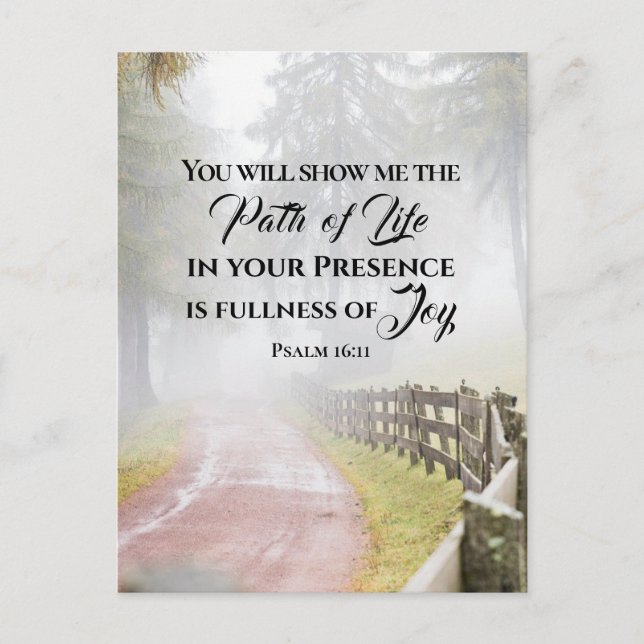 Psalm 16:11 You will show me the Path of Life  Postcard (Front)