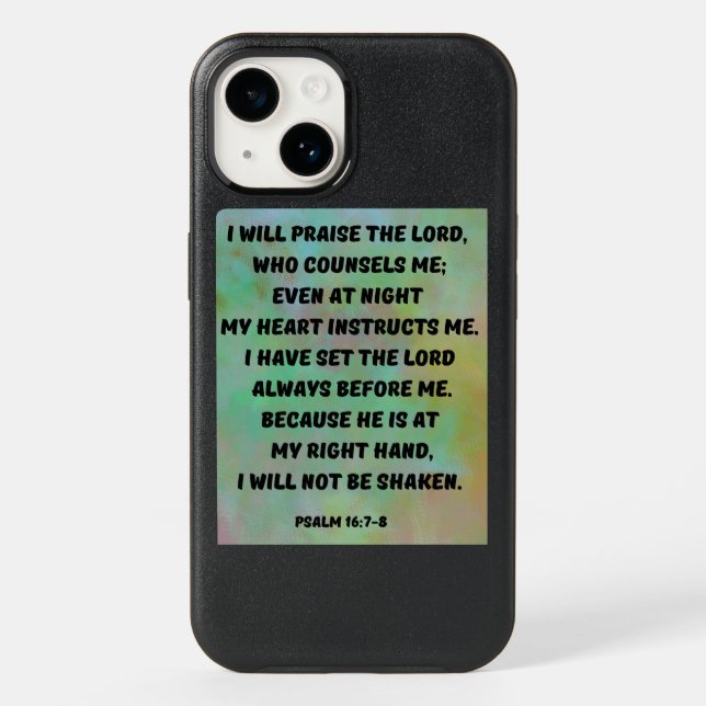 Psalm 16:7-8 Bible Verse Otterbox iPhone Case (Back)