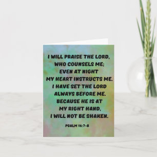 Psalm 16:7-8 I Trust God Will Guide Me Bible Verse Card