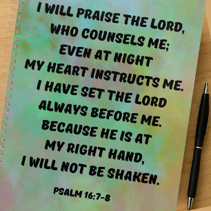 Psalm 16:7-8 "The Lord Counsels Me" Green Marble Planner