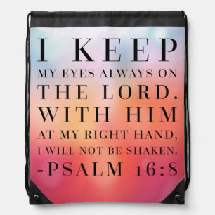 Psalm 16:8 Bible Quote Drawstring Bag