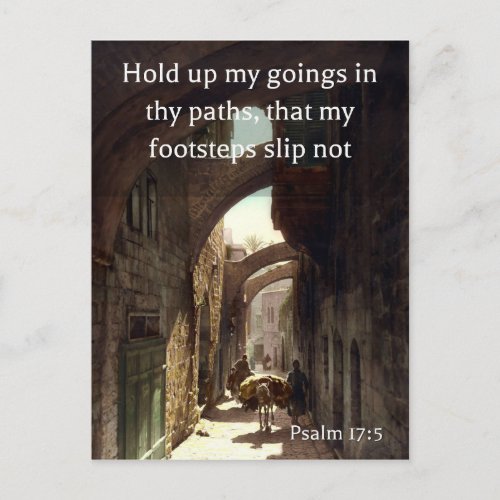 Psalm 175 on an old photo of the Via Dolorosa Postcard