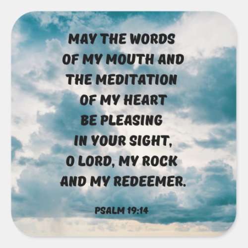 Psalm 1914 Prayer Bible Verse On Clouds Square Sticker