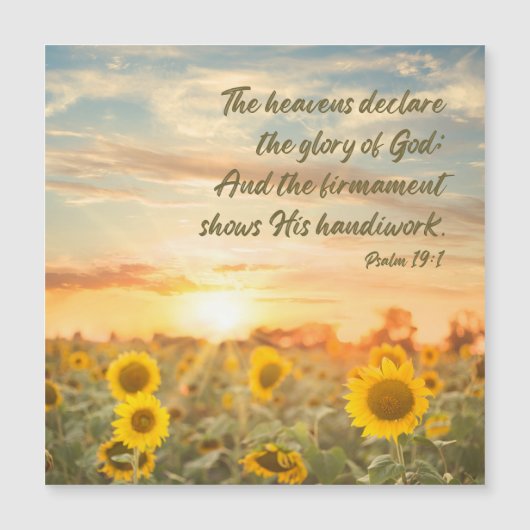 Psalm 19:1 NKJV Sunflower and Sunrise Bible Verse (Front)
