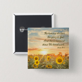 Psalm 19:1 NKJV Sunflower and Sunrise Bible Verse Button
