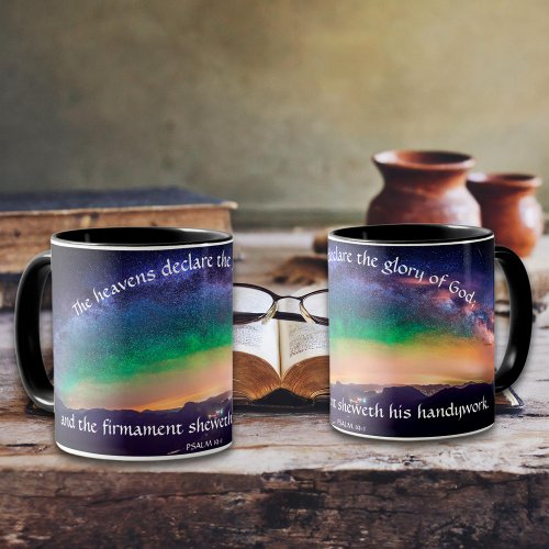 Psalm 191 Starry Night Sky Rocky Mountains  Mug