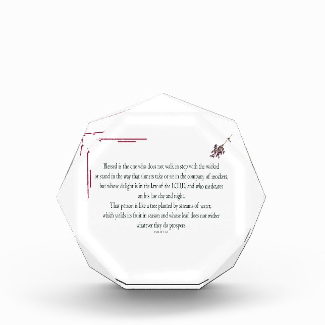 Psalm 1:1-3, Blessed is the one who, Acrylic Award (Front)