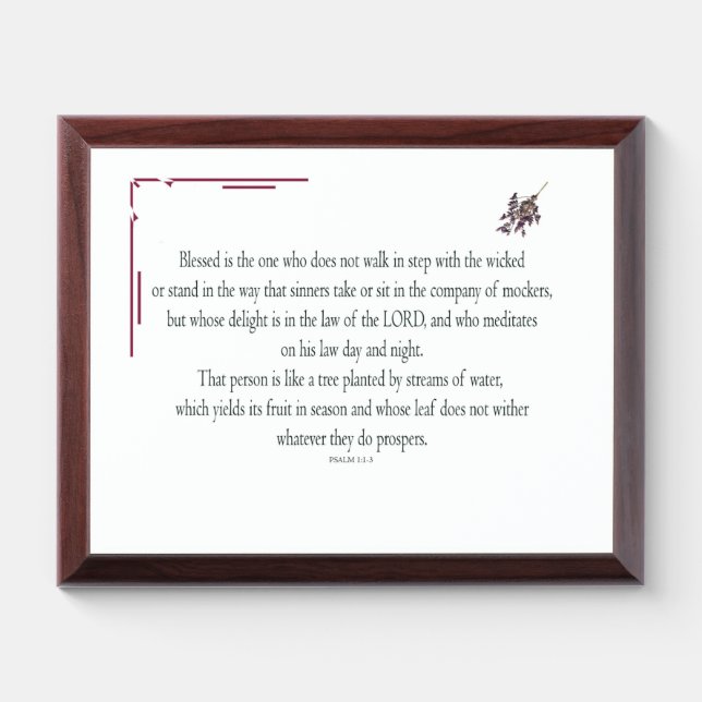 Psalm 1:1-3, Blessed is the one who, Award Plaque (Horizontal)