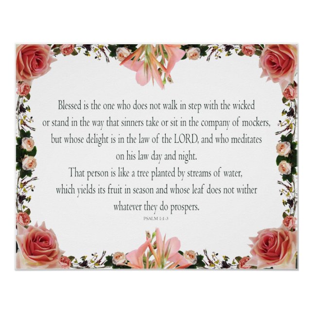 PSALM 1:1-3 Botanic Design, Poster (Front)